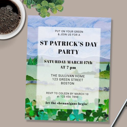 Budget St Patricks Day Shamrock Party Invitation
