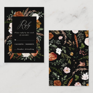 Budget Stag rust black chic floral elegant wedding Enclosure Card