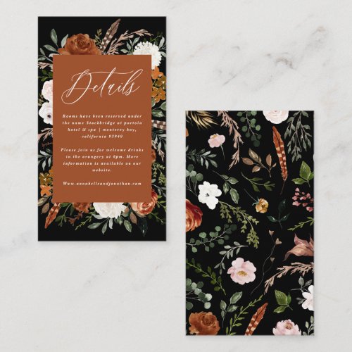 Budget Stag rust black floral wedding details Encl Enclosure Card