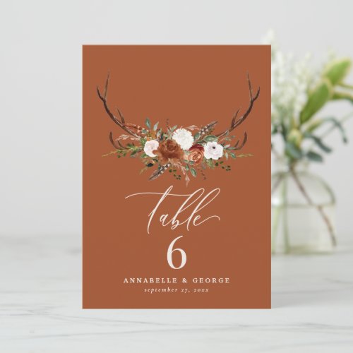 Budget Stag terracotta rustic elegant table number