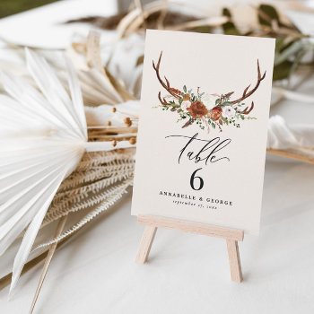 Budget Stag Terracotta Rustic Elegant Table Number by paper_petal at Zazzle