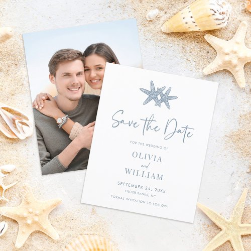 Budget Starfish Beach Dusty Blue Save the Date