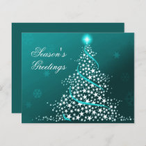 Budget Starry Christmas Tree Aqua Holiday Card