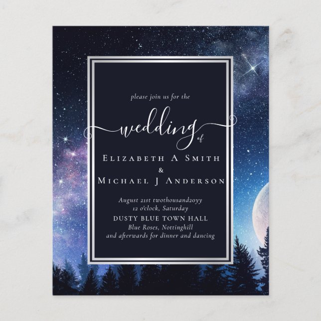 BUDGET  Starry Night Midnight Stars Wedding Budget Flyer (Front)