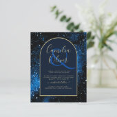 BUDGET Starry Night Navy Blue Gold Wedding INVITE (Standing Front)