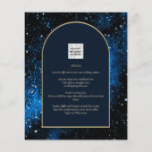 BUDGET Starry Night Navy Blue Gold Wedding INVITE (Back)