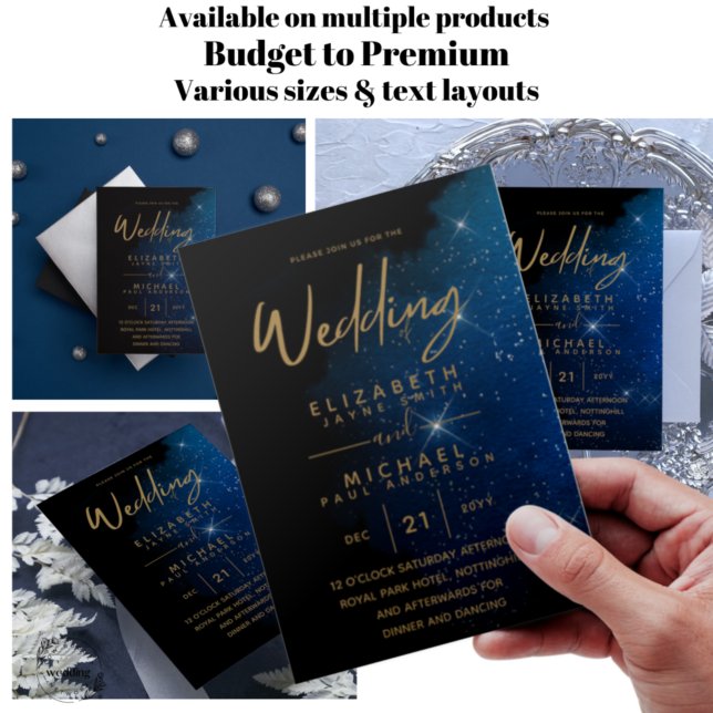 BUDGET Starry Night Navy Gold Wedding Invites Flye Flyer (Creator Uploaded)