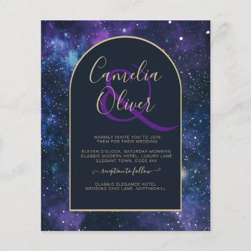 BUDGET Starry Night Purple Blue Wedding INVITE Flyer