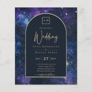 BUDGET Starry Night Purple Blue Wedding INVITE Flyer