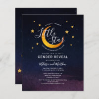 Budget Stars and Moon Gender Reveal Invitation