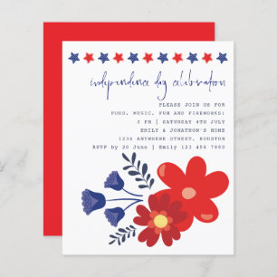 Budget Stars Florals Independence Day Invite