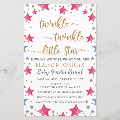 Budget Stars Gender Reveal Baby Shower  Invitation