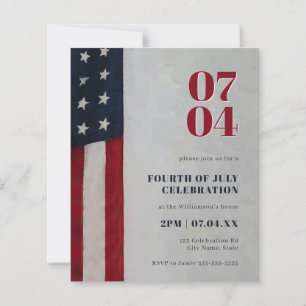 Budget Stars & Stripes Flag 4th July Invitation