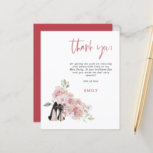 Budget Stiletto Pink Florals Hen Party Thank You