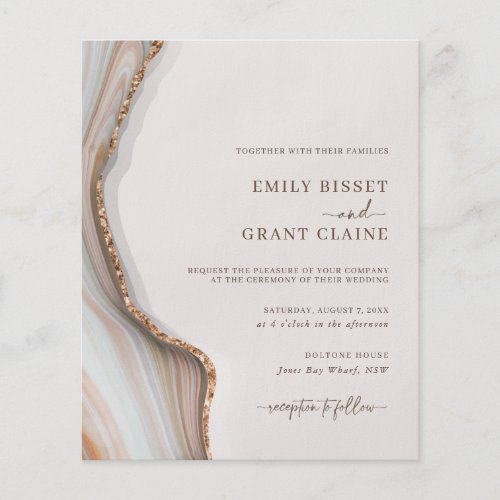 Budget Stone Marble Agate Wedding Invitation Flyer