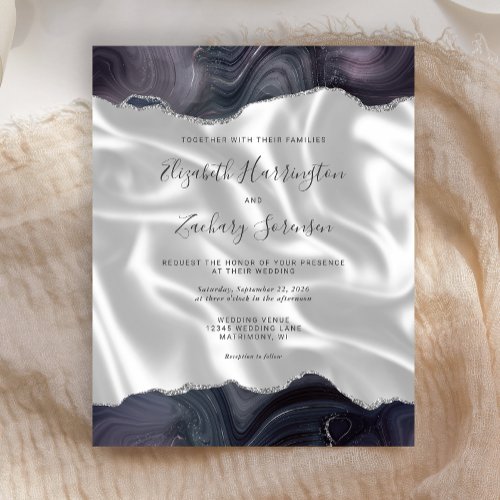 Budget Storm Gray Silver Agate White Silk Wedding