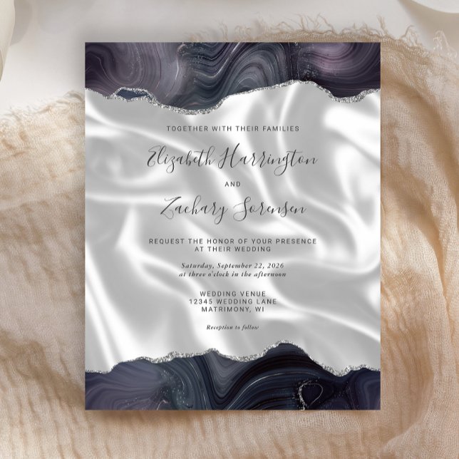 Budget Storm Gray Silver Agate White Silk Wedding (Creator Uploaded)