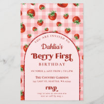 Budget Strawberry 1st Birthday Photo Invitation