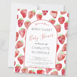 Budget Strawberry Baby Shower Invitation