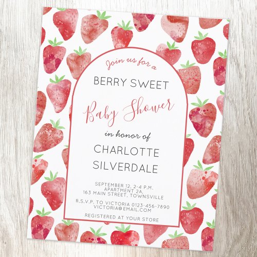 Budget Strawberry Baby Shower Invitation