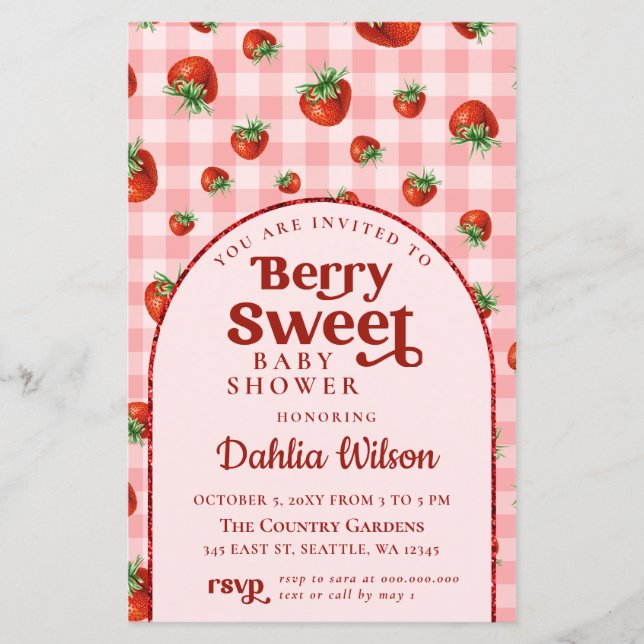 Budget Strawberry Berry Sweet Baby Shower Invite (Front)