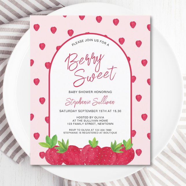 Budget Strawberry Berry Sweet Baby Shower Invite (Creator Uploaded)