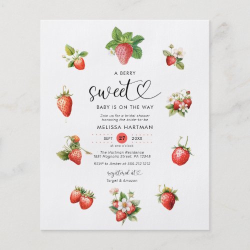 Budget Strawberry Berry Sweet Baby Shower Invites Flyer