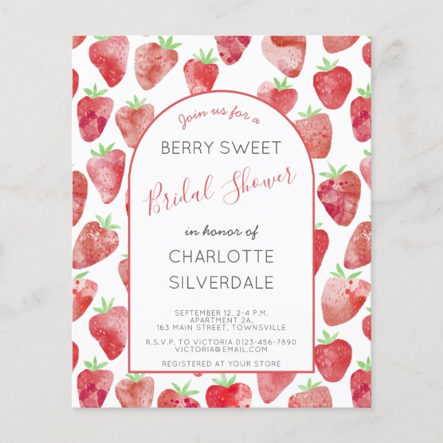 Budget Strawberry Bridal Shower Invitation (Front)