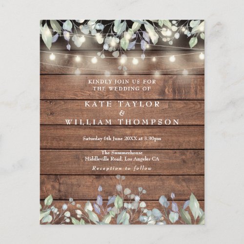 Budget String Lights Lilac Rustic Wedding Invite