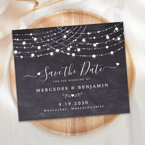 Budget String Lights Rustic Wedding Save The Date 