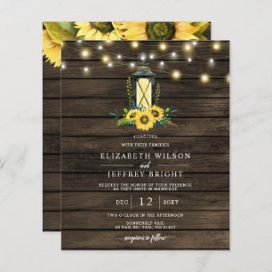 Budget String Lights Sunflowers Lantern Invitation