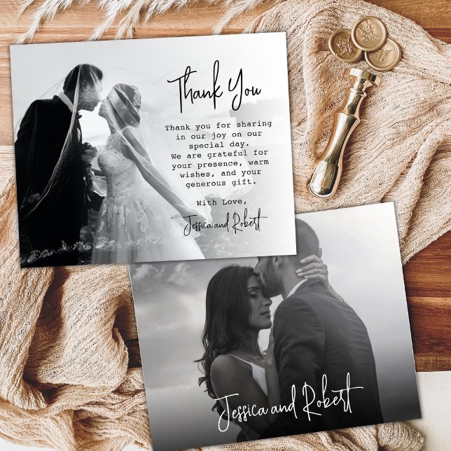 Budget Stylish Calligraphy Photo Wedding Thank You Flyer (Creator Uploaded)