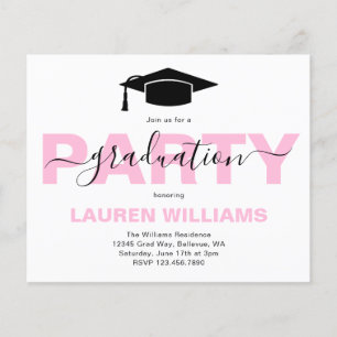 Budget Stylish Pink Graduation Party Invitation