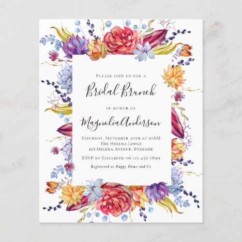Budget Succulent Bridal Brunch Invitation
