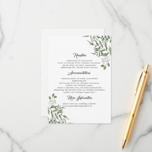 Budget Succulent Eucalyptus Leaves Wedding Enclosure Card
