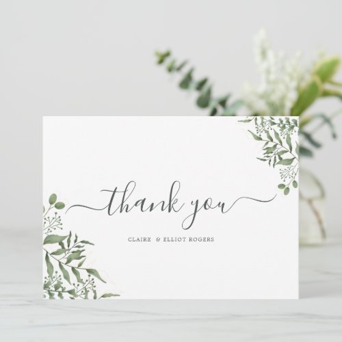Budget Succulent Eucalyptus Leaves Wedding Thank You Card