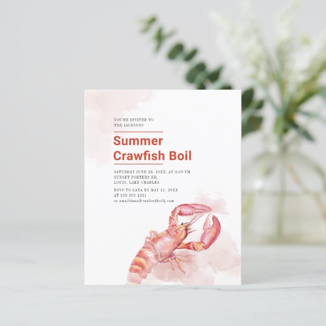 Budget Summer Crawfish Seafood Boil Party Invite (Standing Front)