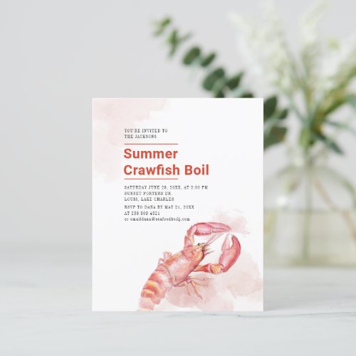 Budget Summer Crawfish Seafood Boil Party Invite