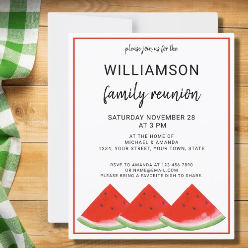 Budget Summer Family Reunion Watermelon Invitation