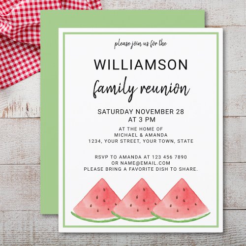 Budget Summer Family Reunion Watermelon Invitation