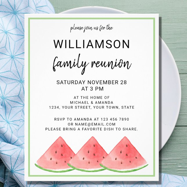 Budget Summer Family Reunion Watermelon Invitation Flyer (Creator Uploaded)