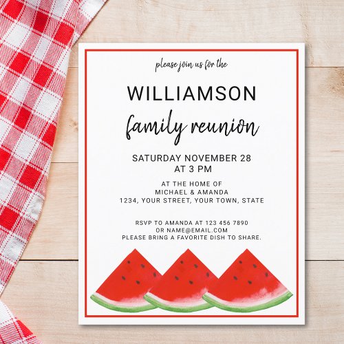 Budget Summer Family Reunion Watermelon Invitation Flyer