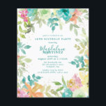 Budget Summer Floral 18th Birthday Invitation<br><div class="desc">New for Summer 2024. Modern and colorful summer floral watercolor features pink, turquoise blue, yellow and orange flowers. They form rustic, boho chic, botanical frame around your birthday party details. This item is part of the Summer Watercolor Floral collection. It contains professionally designed invitation templates, welcome signs and party decorations....</div>