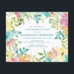Budget Summer Floral 18th Birthday Invitation<br><div class="desc">New for Summer 2024. Modern and colorful summer floral watercolor features pink, turquoise blue, yellow and orange flowers. They form rustic, boho chic, botanical frame around your birthday party details. This item is part of the Summer Watercolor Floral collection. It contains professionally designed invitation templates, welcome signs and party decorations....</div>