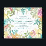 Budget Summer Floral 21st Birthday Invitation<br><div class="desc">New for Summer 2024. Modern and colorful summer floral watercolor features pink, turquoise blue, yellow and orange flowers. They form rustic, boho chic, botanical frame around your birthday party details. This item is part of the Summer Watercolor Floral collection. It contains professionally designed invitation templates, welcome signs and party decorations....</div>