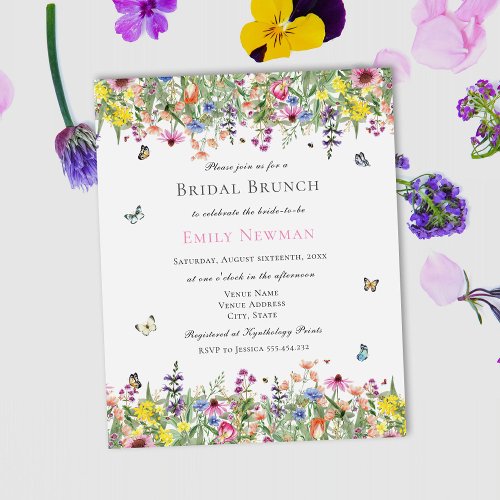 Budget Summer Floral Bridal Brunch Invitation