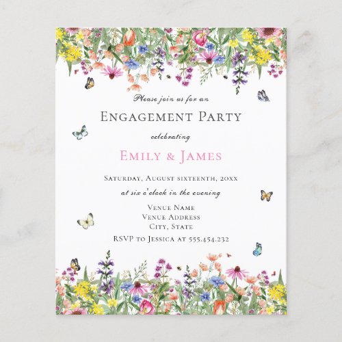 Budget Summer Floral Engagement Party Invitation