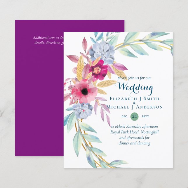 BUDGET Summer Flowers Wedding Invitations (Front/Back)
