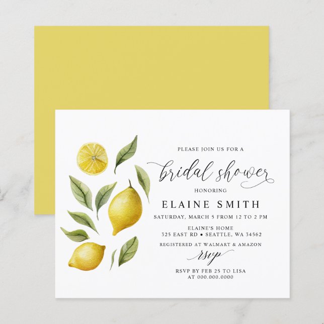 Budget Summer Lemon Lime Citrus Bridal Shower  (Front/Back)