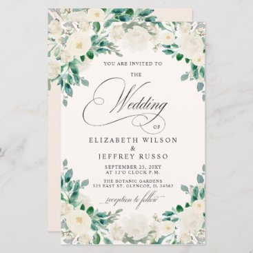 Budget Summer Spring Ivory Floral Wedding Invite